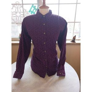 Deep purple floral print vintage Wrangler Blues ladies button long sleeve shirt